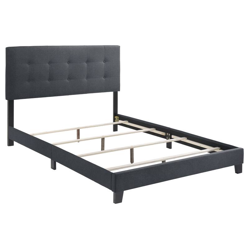 Mapes Transitional Fabric Upholstered Tufted Panel Bed