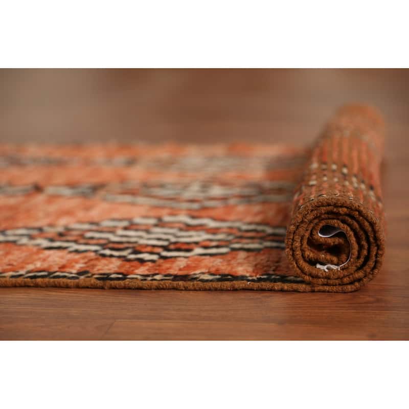 Orange Moroccan Oriental Runner Rug Bedroom Handmade Wool Carpet - 2'9" x 9'7"