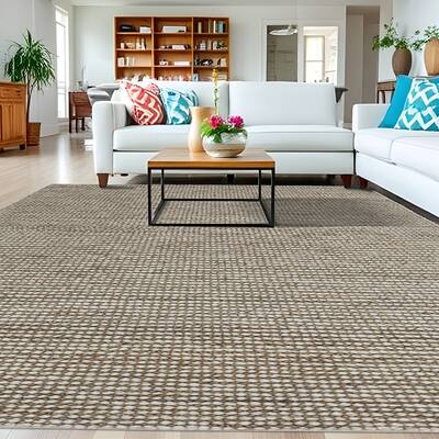 Noori Handmade Jute/Wool Rug Polka Dots Brown/Ivory For Living Room
