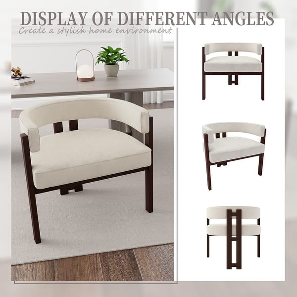 Set of 2 Modern Teddy Upholstered Accent Chairs, Open Back Barrel Dining Chair for Living Room & Bedroom