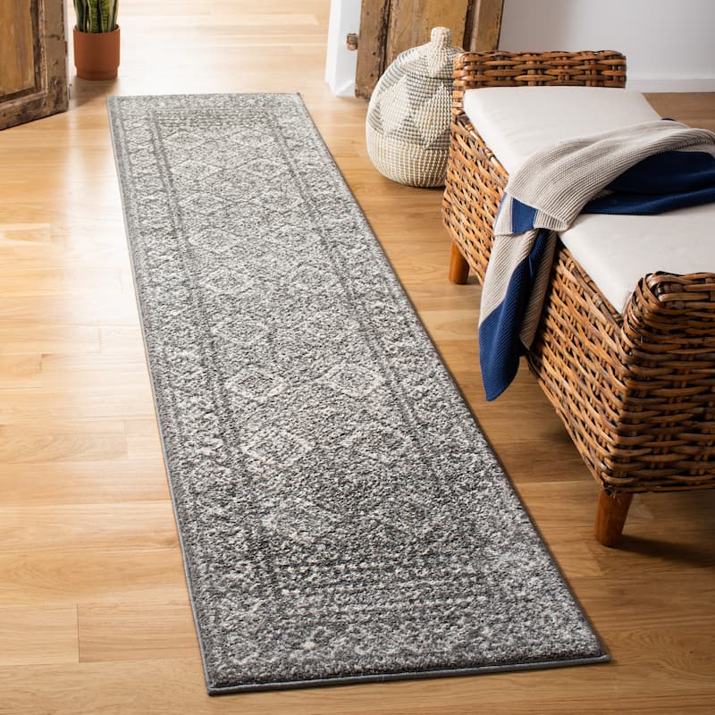 SAFAVIEH Tulum Yolonda Rustic Moroccan Boho Rug - 2' x 8' Runner - Dark Grey/Ivory - Runner