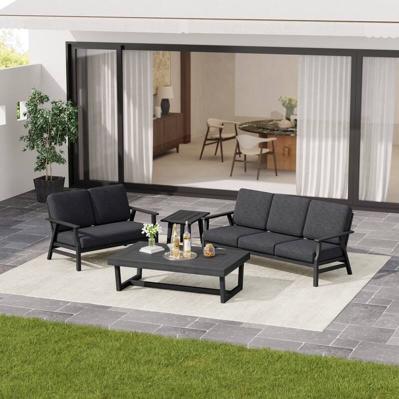 Arthur 4-Piece Teak Wood Patio Conversation Set