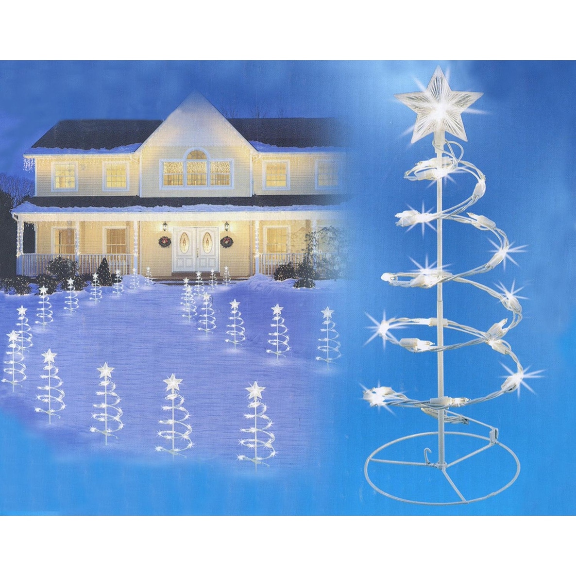 Outdoor Spiral Christmas Trees With Lights