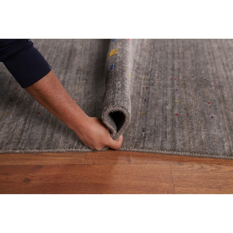 Earth Tone Gabbeh Indian Area Rug Silk Carpet - 8'0" X 9'9"