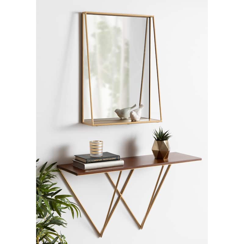 Kate and Laurel Lintz Metal Framed Mirror with Shelf