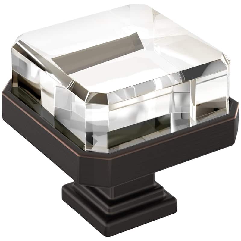 Amerock BP36975 Glacio 1-3/8" Square Cabinet Knob - Clear / Oil Rubbed Bronze