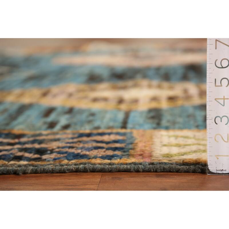 Blue Moroccan Oriental Area Rug Handmade Wool Carpet - 6'8" x 9'7"