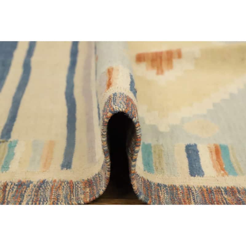 Hand Woven Oriental 100% Wool Carpet Southwestern Tribal Multi-Colored Kilim Area Rug - 4' 10'' X 3' 3''