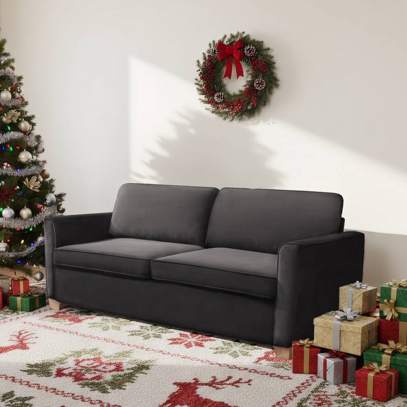 MIxoy Modern Velvet Queen Size 2-in-1 Pull Out Sleep Sofa Bed