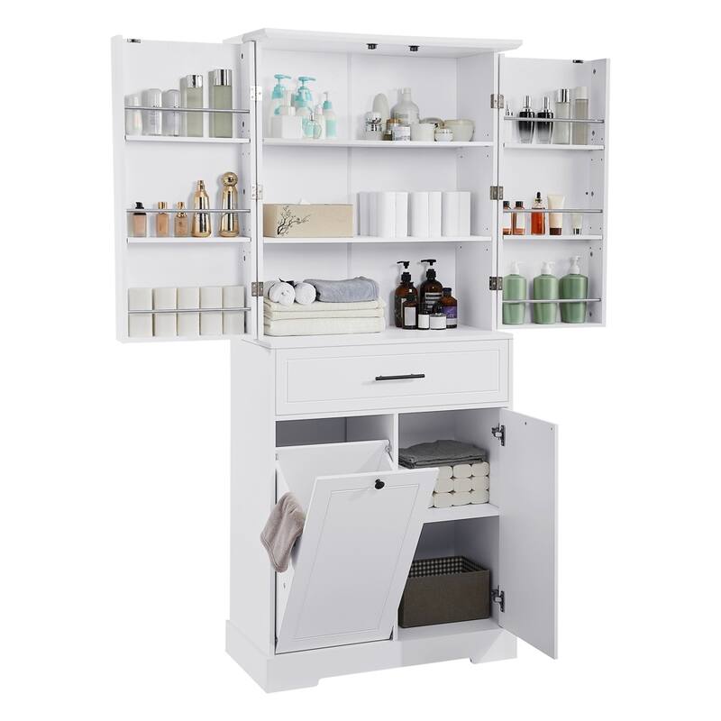 30" Modern Bath Vanity with Sink, Flip Drawer, 2 Drawers, Adj Shelf