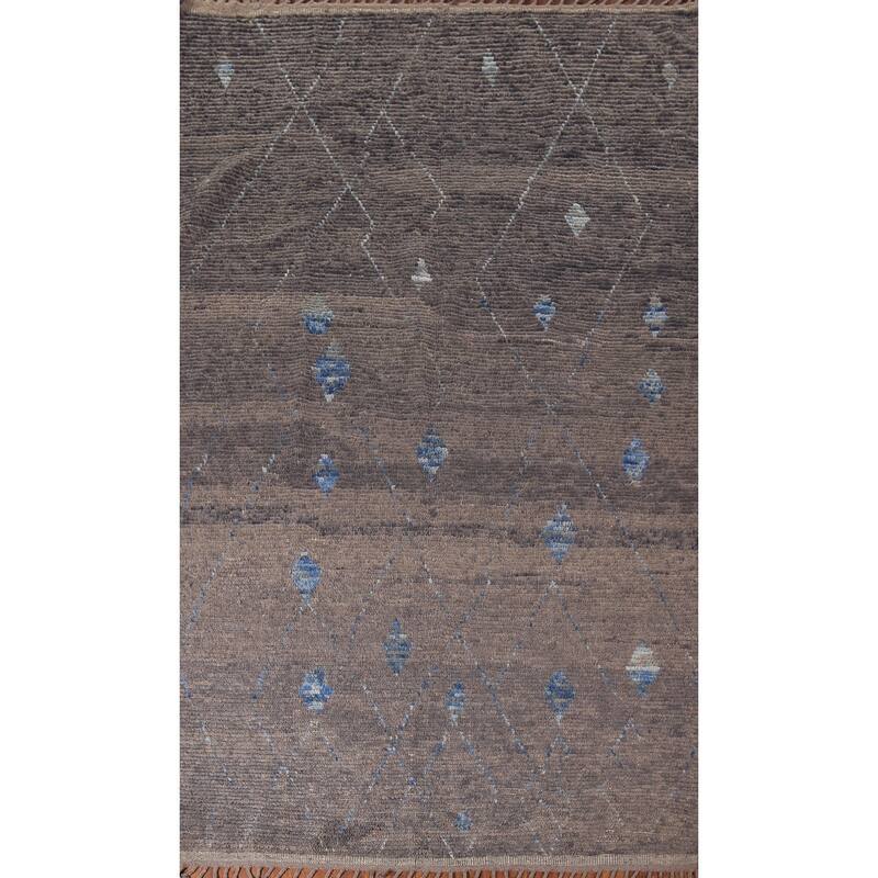 Grey Moroccan Area Rug Handmade Oriental Wool Carpet - 5'10"x 10'0"