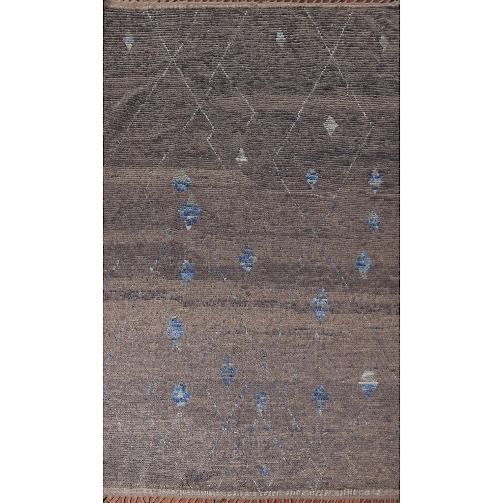 Grey Moroccan Area Rug Handmade Oriental Wool Carpet - 5'10"x 10'0"