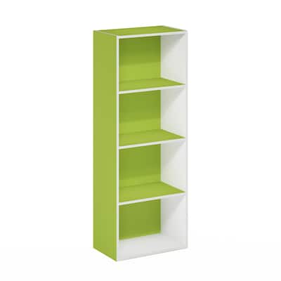 41.7 in. Tall Green/White Wood 4-Shelf Bookcase