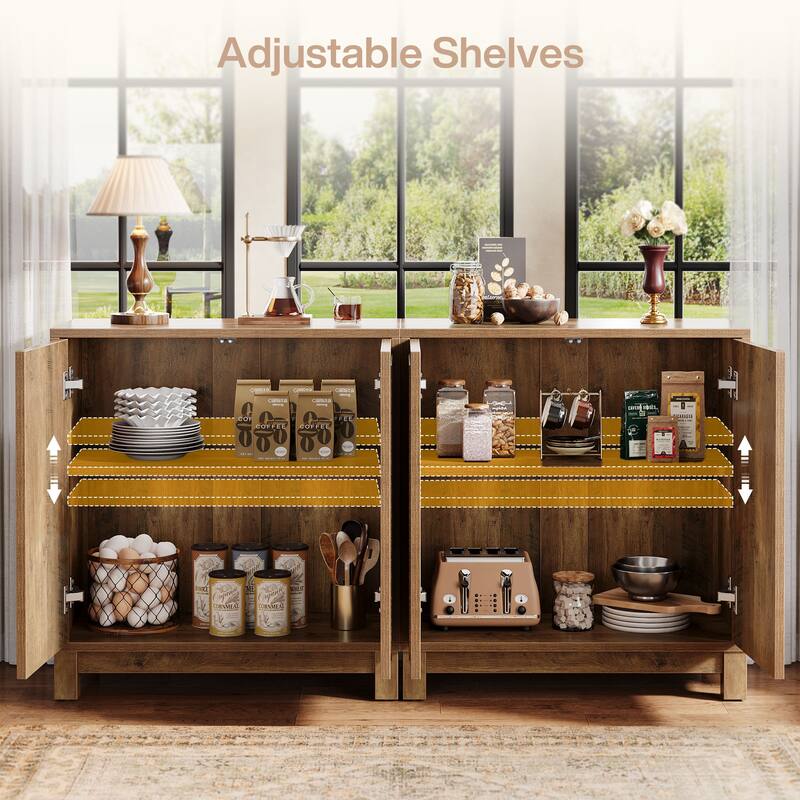 Wood Sideboard Buffet Cabinet, Coffee Bar Media TV Console Storage Cabinet for Living Room Dining Room Hallway