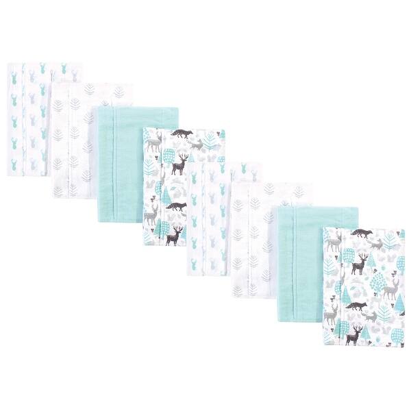 slide 1 of 1, Hudson Baby Boys and Girls Cotton Poly Flannel Burp Cloths 8-Pack, Linocut Woodland Neutral, One Size One Size - Linocut Woodland Neutral 8-Pack