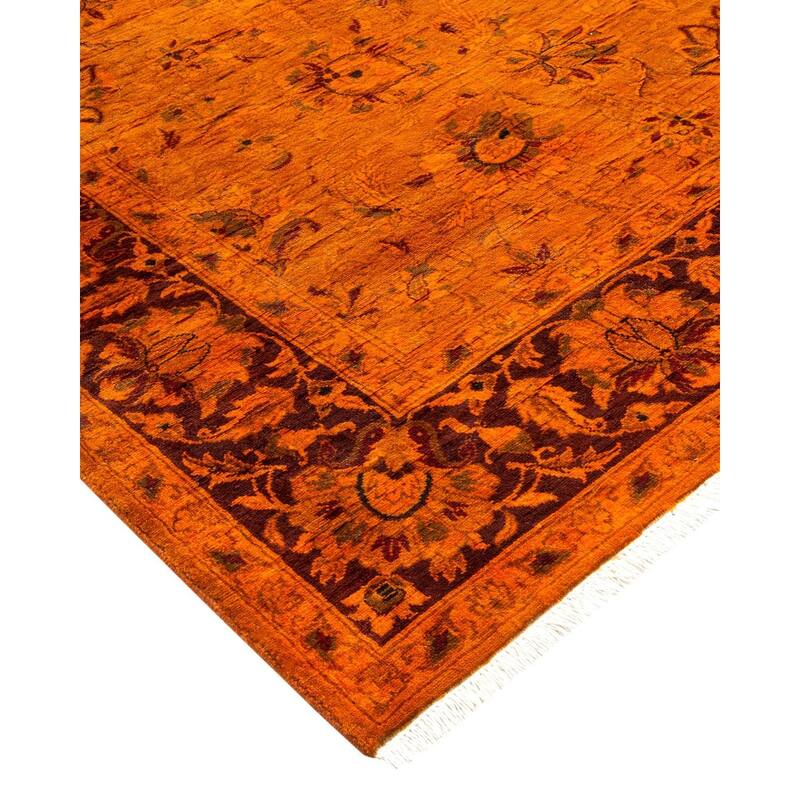 Overton Hand Knotted Wool Vintage Inspired Modern Contemporary Overdyed Gold Area Rug - 4' 7" x 7' 5"