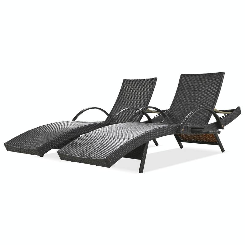 Outdoor Wicker Chaise Lounge Chairs Set of 2