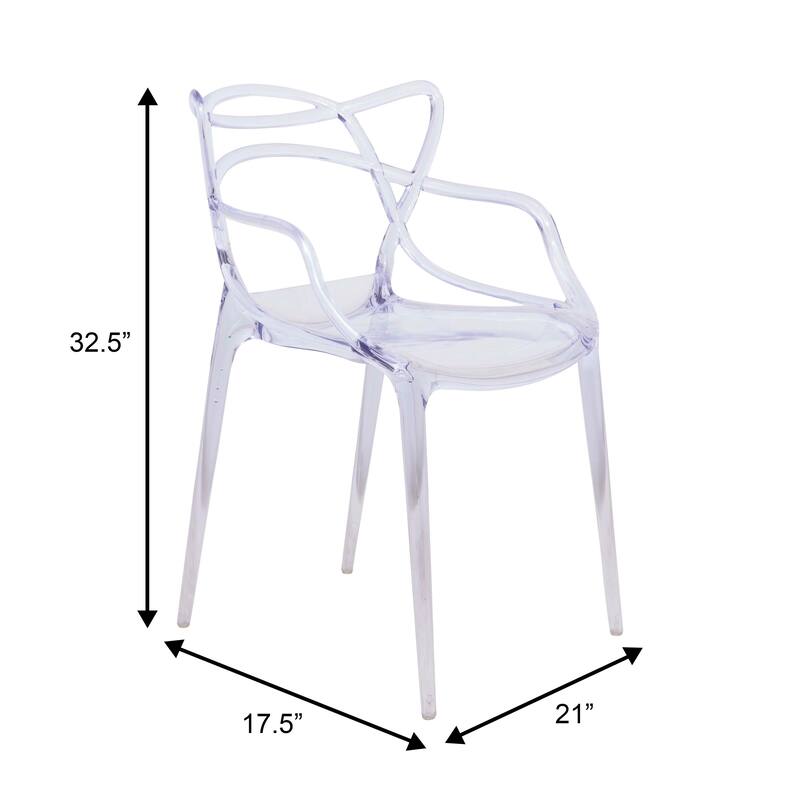 Milan Modern Intertwined Stackable Contemporary Accent Dining Chair for Dining Room Living Room and Outdoor Set of 4 - Clear