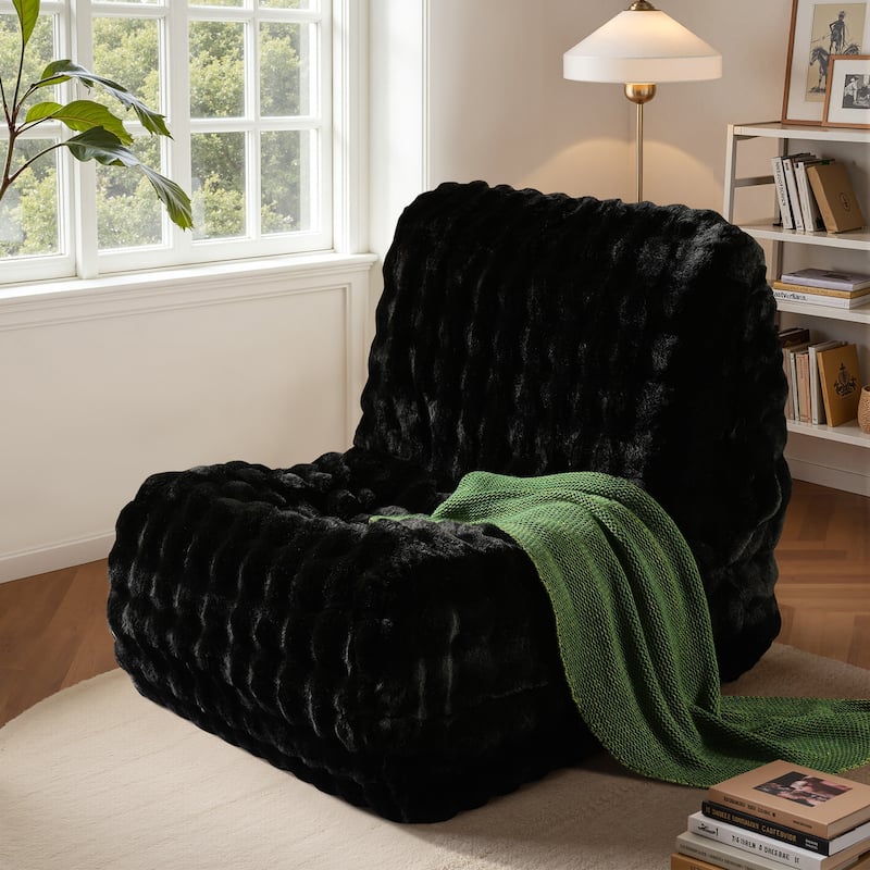 OVIOS Cloud-Like Plush Bean Bag Chair (Reinforced Pile Edition) - Black