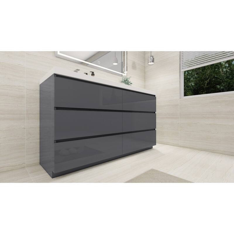Aron 60'' Freestanding Vanity with Left Single Sink