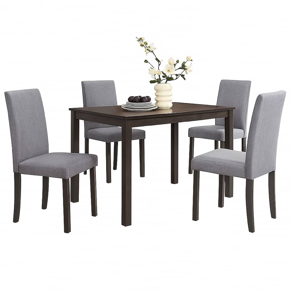 Dining Table, 43 Inch Rectangular Top, Gray-Brown Wood Legs - Brown Gray