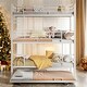 preview thumbnail 1 of 20, Low Bunk Design Twin Size Trundle Bed with Guardrail and Ladder White