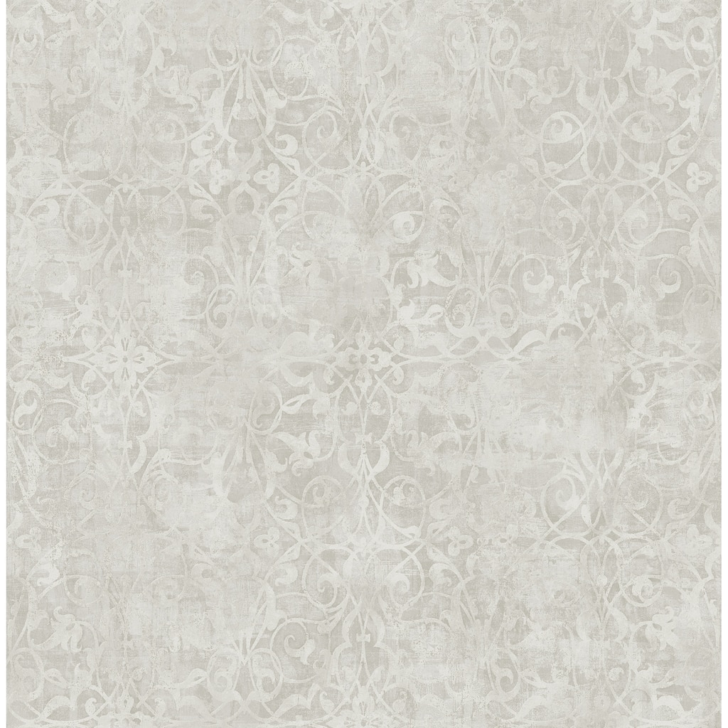 Seabrook Designs Brilliant Rustic Scroll Unpasted Wallpaper