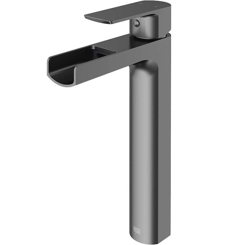 VIGO Amada 10" H Single Handle Single Hole Bathroom Vessel Faucet - 5.38"L x 1.88"W x 10.375"H