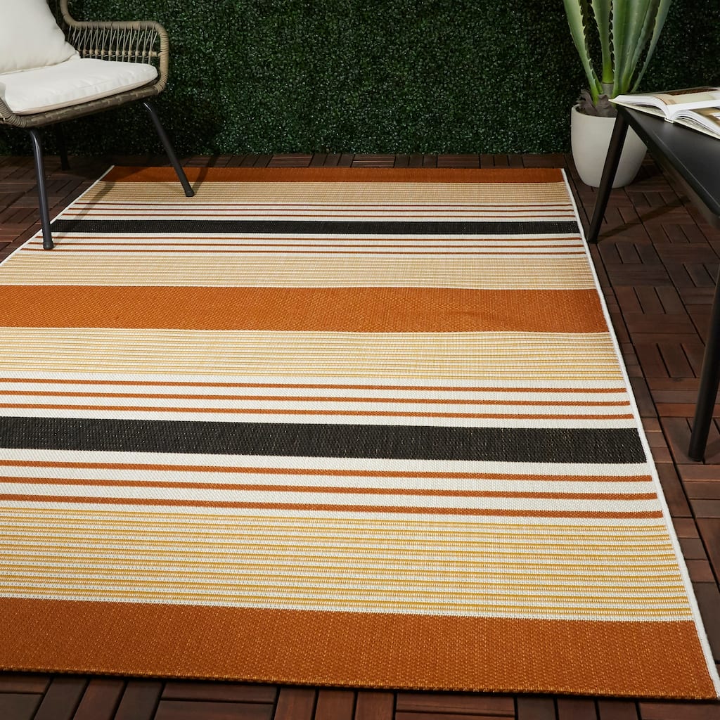 Jonah Striped Transitional Indoor/ Outdoor Area Rug