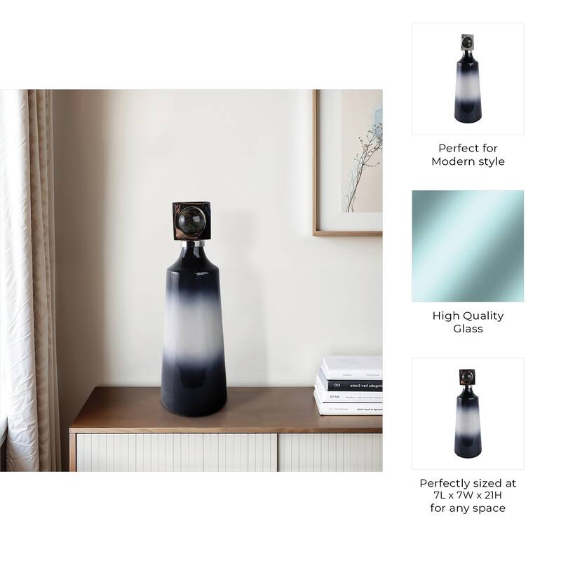 Glass Metal Decorative Vase with Contemporary Single Modern Accents