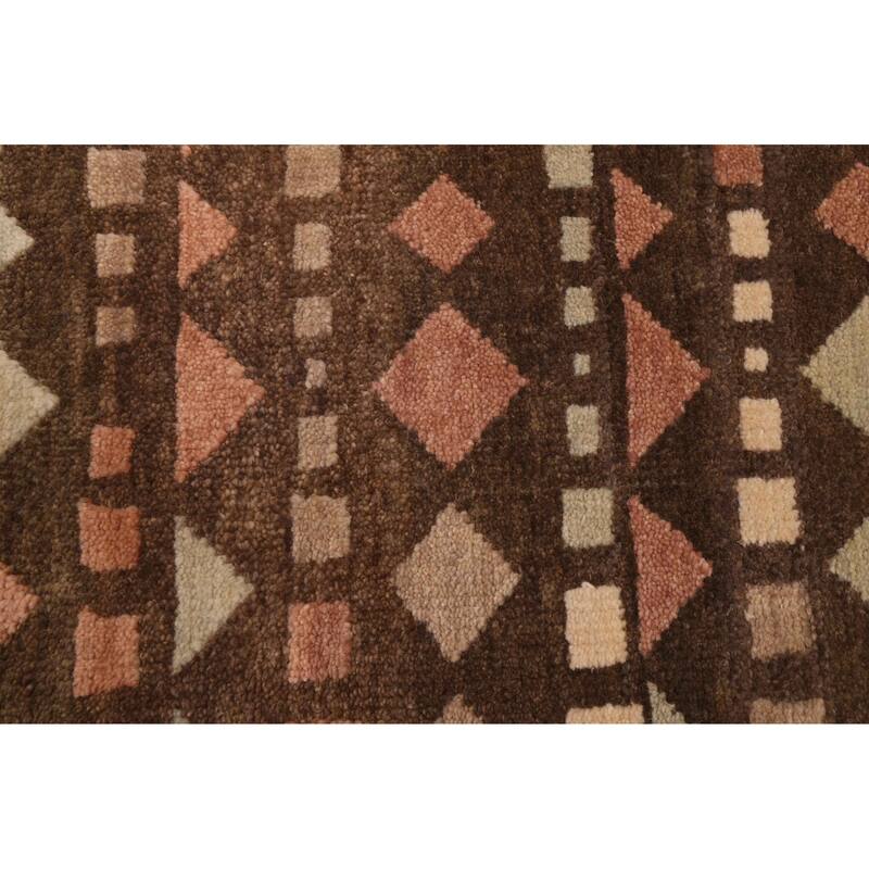 ECARPETGALLERY Hand-knotted Tangier Dark Brown Wool Rug - 8'0 x 9'11