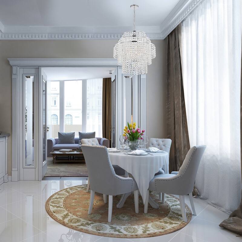 Chrome Finish 6-Light Glam Chandelier with Tier Cascading Crystals