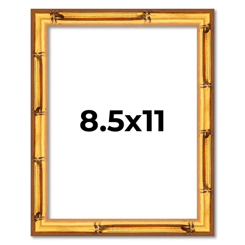 8.5x11 Frame Gold Bamboo Picture Frame - Modern Photo Frame Includes