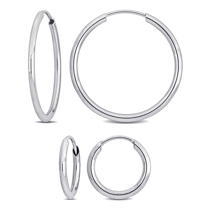Miadora 11mm 20mm Hoop Earrings 2-Piece Set 14k White Gold