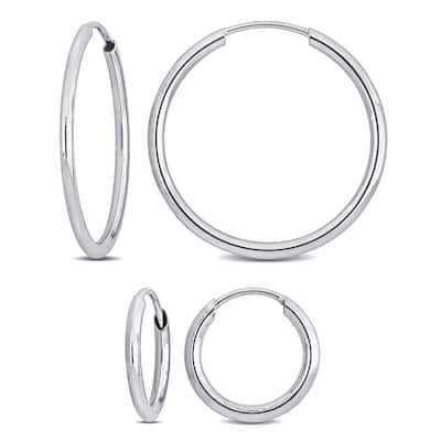 Miadora 11mm 20mm Hoop Earrings 2-Piece Set 14k White Gold