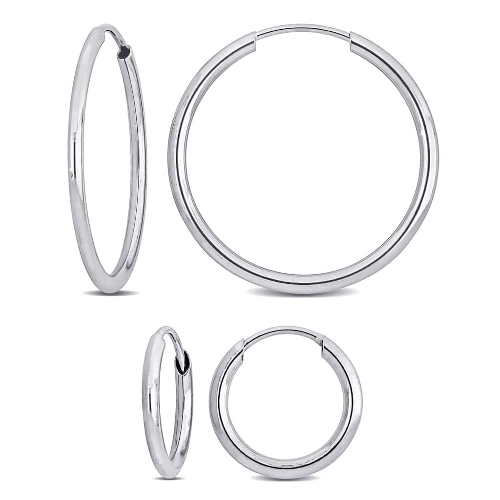 Miadora 11mm 20mm Hoop Earrings 2-Piece Set 14k White Gold