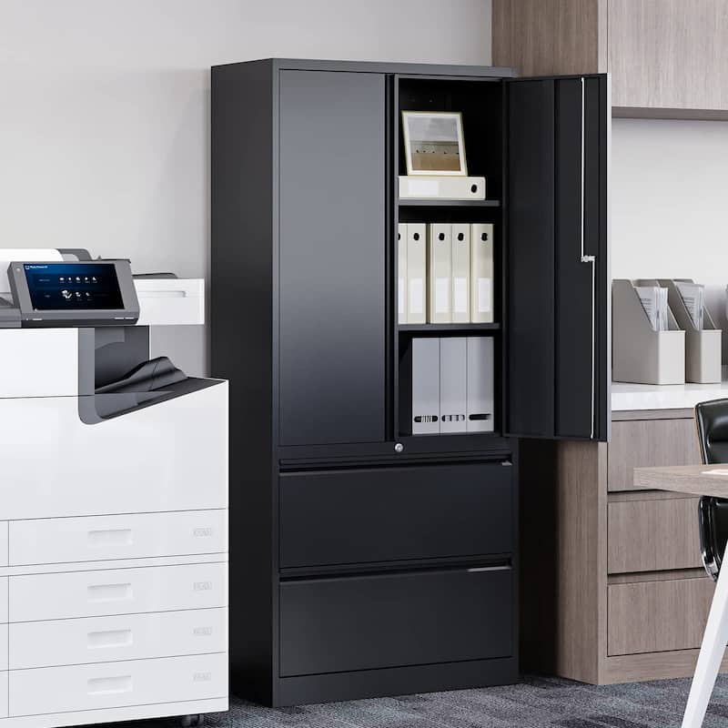 Steel File Cabinets with 2 Drawers for Home Office Warehouse Garage - N/A