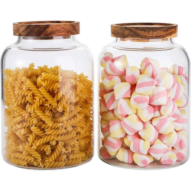 Large Glass Food Storage Container with Airtight Wooden Lid