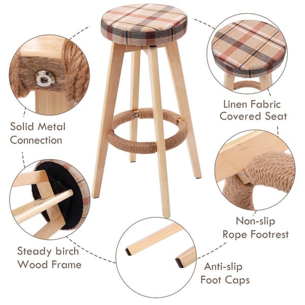 Shop Round Wooden Linen Bar Stool Dining Counter Barstools High Chair Furniture Red Natural Frame On Sale Overstock 28423031,Monthly Interest Rate Calculator Credit Card