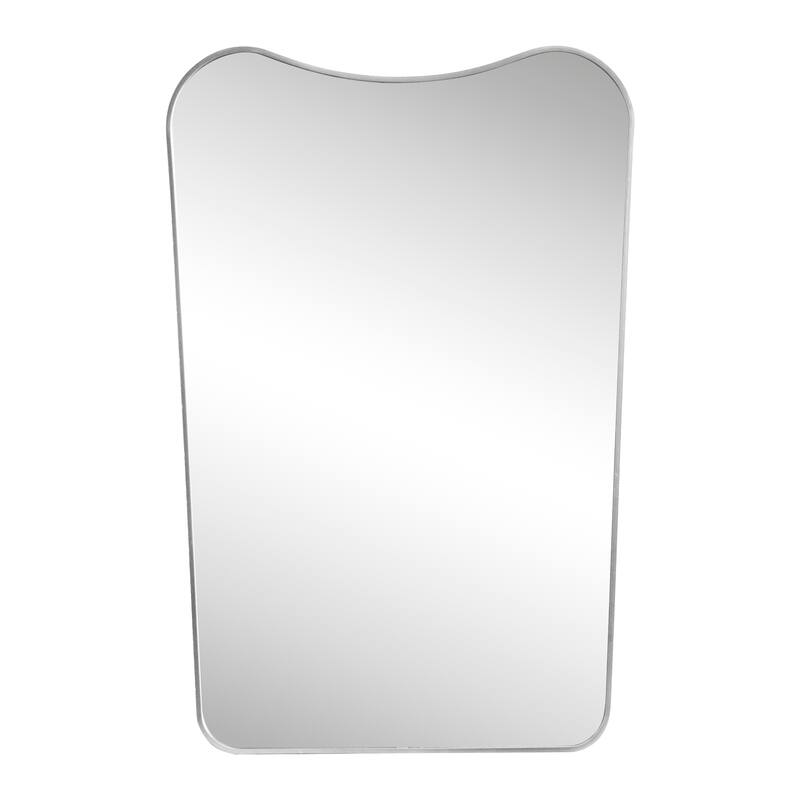 JONATHAN Y Alfie Irregular Metal Framed Wall Mounted Mirror with Flat Bottom