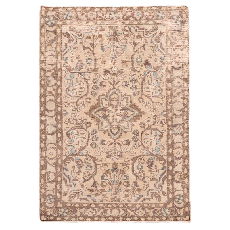 ECARPETGALLERY Hand-knotted Antalya Vintage Beige Wool Rug - 3'3 x 4'9