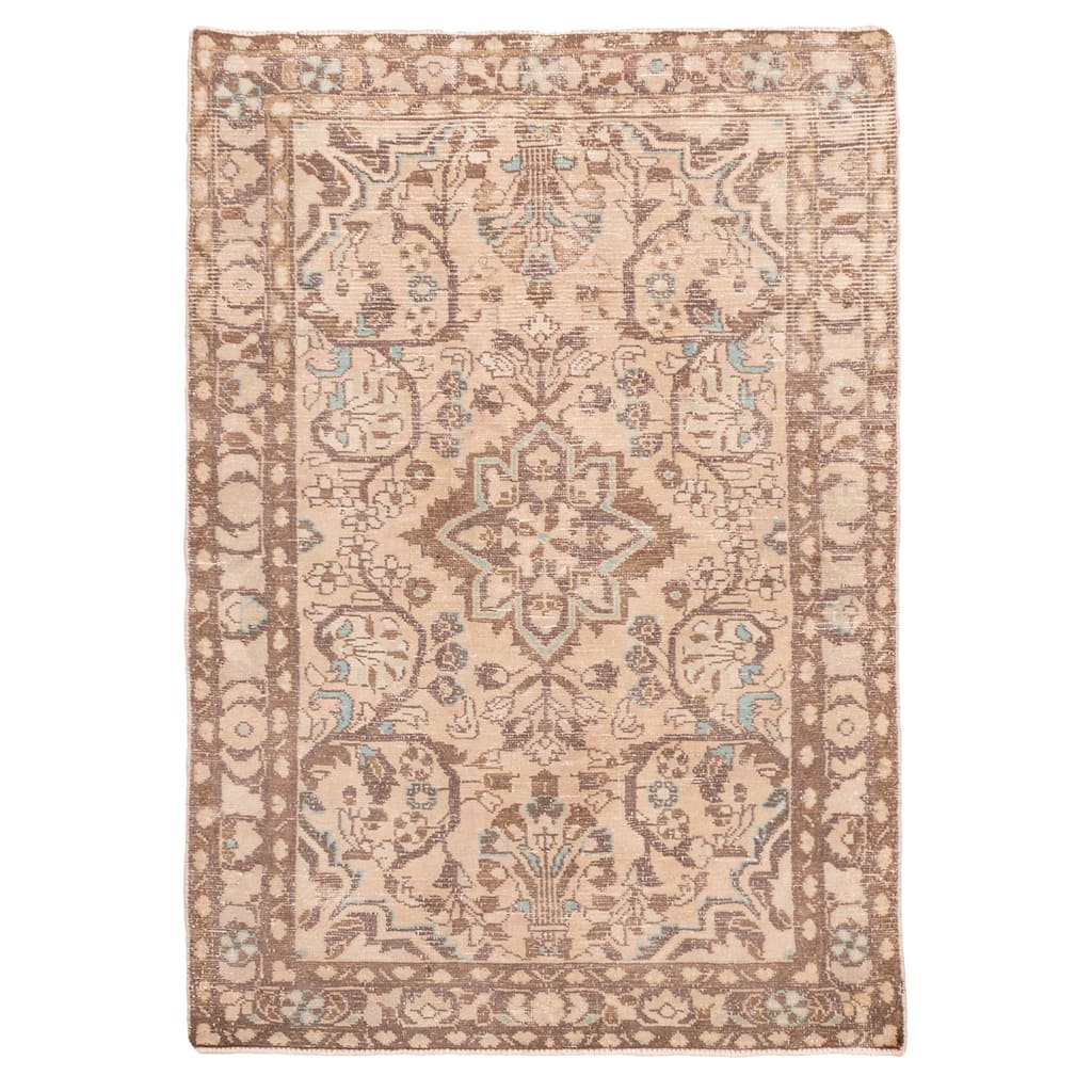 ECARPETGALLERY Hand-knotted Antalya Vintage Beige Wool Rug - 3'3 x 4'9