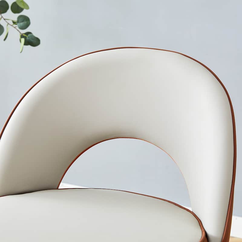 360° Swivel Bar Chair Set of 2, Modern Spliced Color Faux Leather Upholstered Bar Chair with Gold Metal Leg & Powder Coated Base
