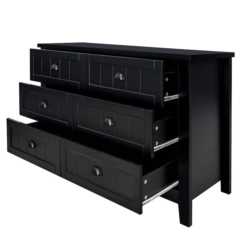 Modern Black Storage Solid Wood Retro Shell Handle Side Cabinet