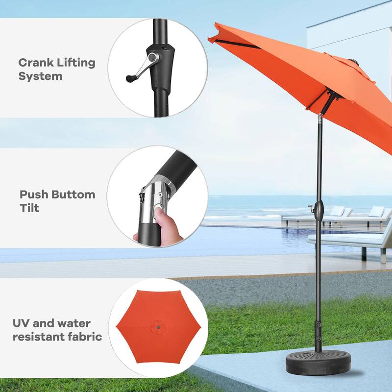 Ainfox 7.5ft Patio Umbrella Tilt Without Base Outdoor Hexagonal Umbrella