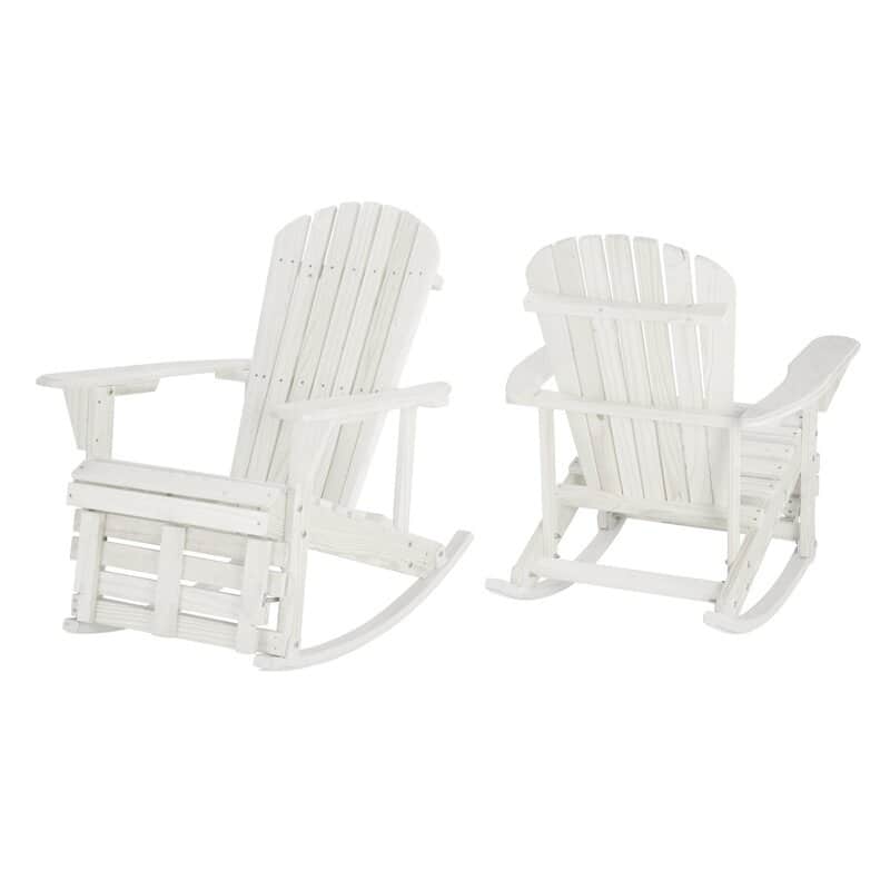 Zero Gravity Collection Adirondack Rocking Chair with Built-in Footrest (2 Pack)