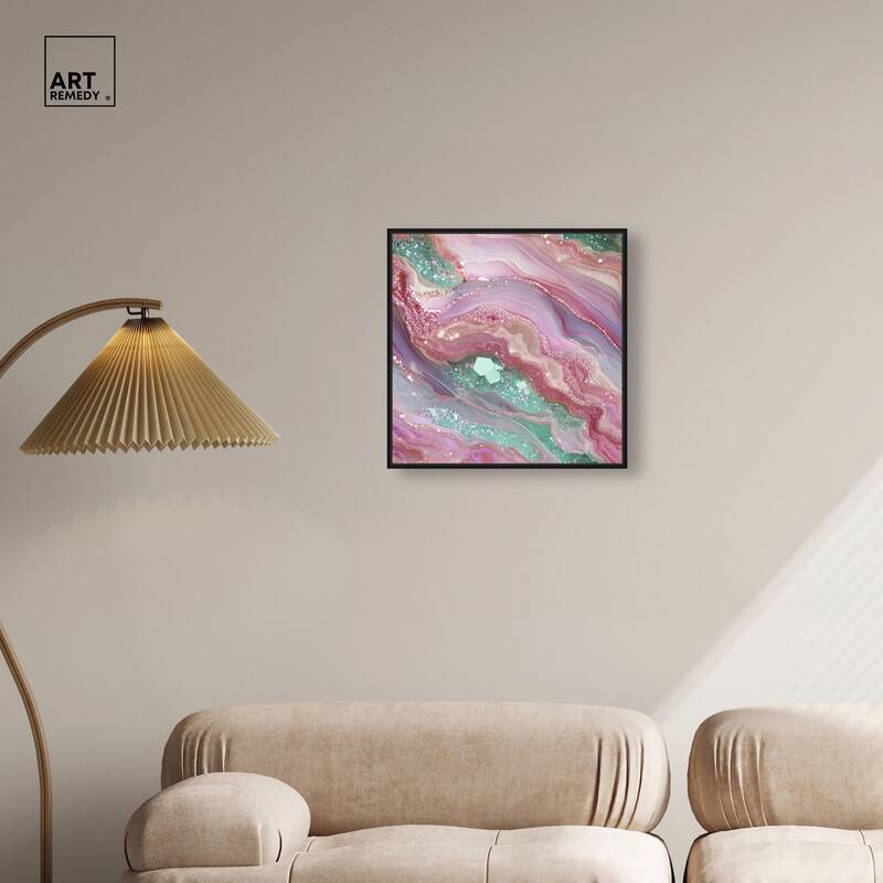 Pink and Mint Crystal II Canvas by Art Remedy