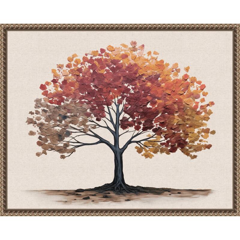 Autumn Tree Neutral Linen by The Creative Bunch Studio Framed Canvas Wall Art Print
