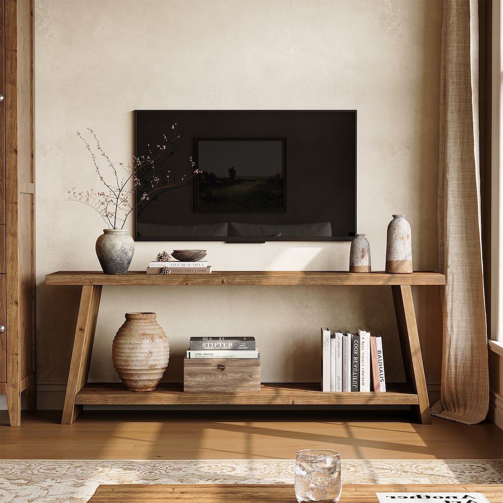 2-Tier Solid Wood TV Stand