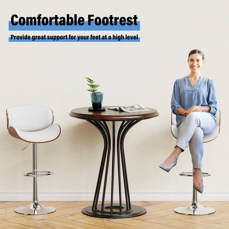 Bar Stools Adjustable Height Swivel Faux Leather Armless Barstools
